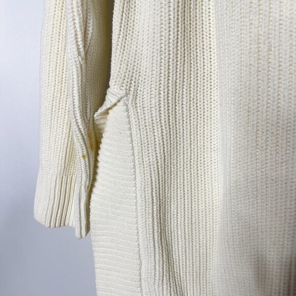 Kate Spade XS Cream Cotton Cashmere Turtleneck Tunic Sweater Side Split Hem FLAW - Picture 6 of 8